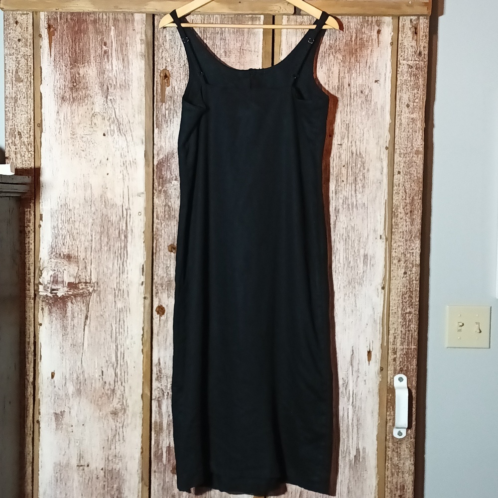 Jams World linen maxi dress adjustable straps rose closure side slit vintage L - Picture 6 of 12